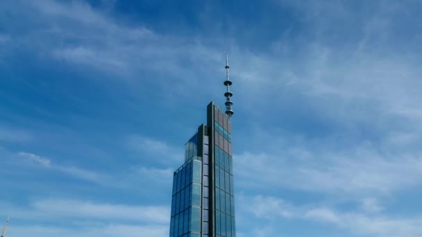 Drapacz Chmur Szklany Budynek Wieżowiec Nowoczesna Architektura Nowoczesne Budynki Wieża — Wideo stockowe