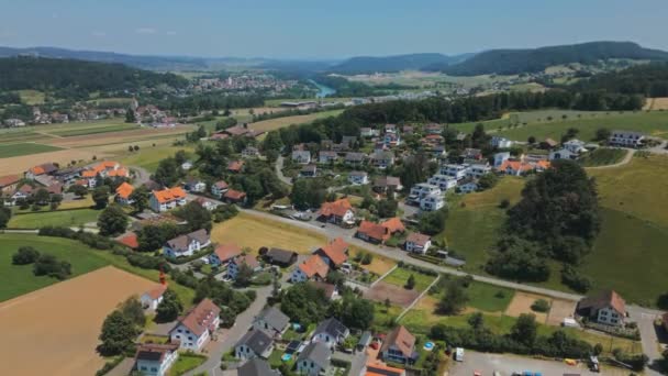 Liten Jordbruksindustri Fält Agro Europeisk Stad Liten Stad Schweiz Terrakotta — Stockvideo
