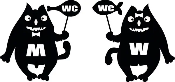 Şişko bir kara kedi pençesinde balık şeklinde bir balon tutuyor. Çizgi film.