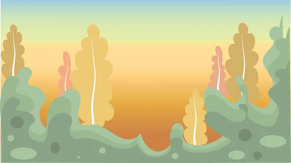 Wallpaper for smartphone or tablet as a background. Leaves, grass, trees, water in soft colors. Sunset in autumn. Modern progressive design template