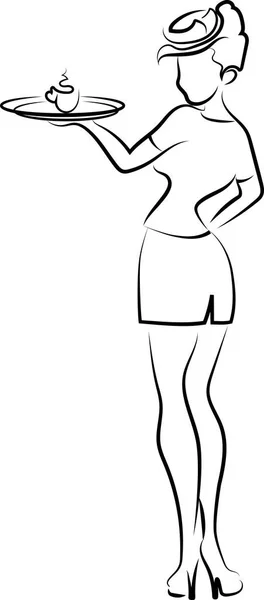  Uçaktaki uçuş görevlisi elinde bir fincan sıcak aromatik kahveyle tepside