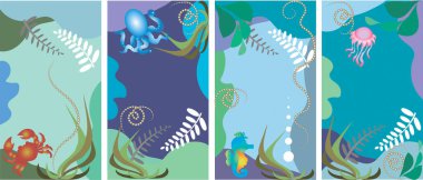  Abstract background pattern collection, summer sale, nautical theme, social media promotional content