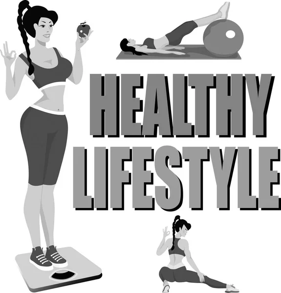 Healthy Lifestyle Girl Goes Sports Eats Healthy Food She Energetic — Stockfoto
