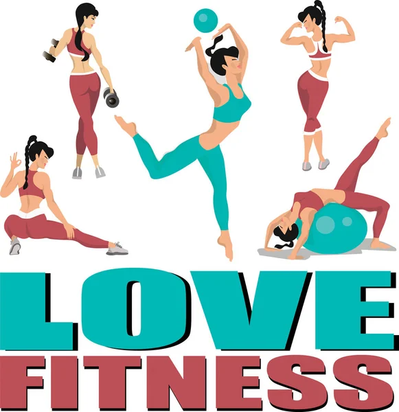 Love Fitness Girls Fitness Monitor Health — Stockfoto
