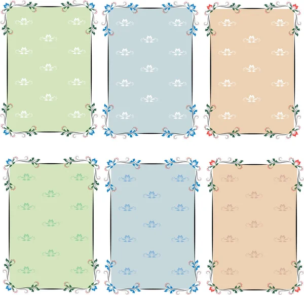 Clipart vintage çerçeve vektörleri. 6 renkli resimden oluşan eski bir çerçeve koleksiyonu