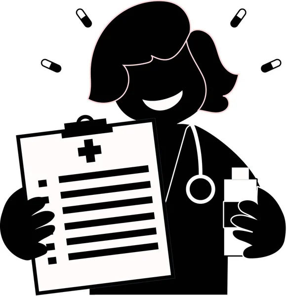Medicine doctor nurse healthcare concept. Vector flat cartoon graphic design illustration - Illustration Silhouette. Black White