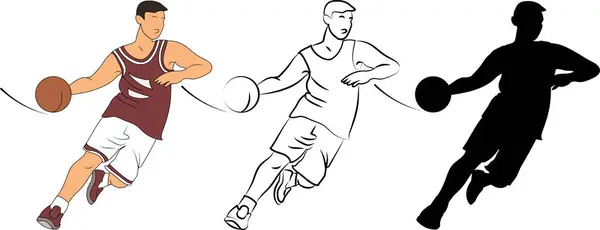 Basketballspieler Mit Dem Ball Bewegung Bereitet Sich Darauf Vor Den — Stockfoto