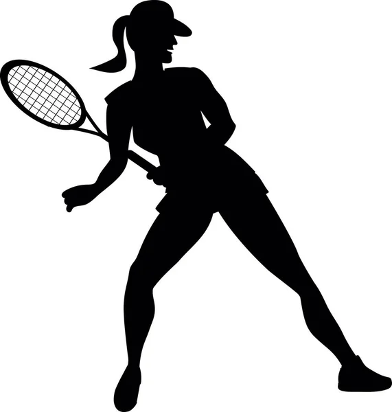 Young Female Tennis Player Baseball Cap Racket Her Hand Motion — Stock Photo, Image