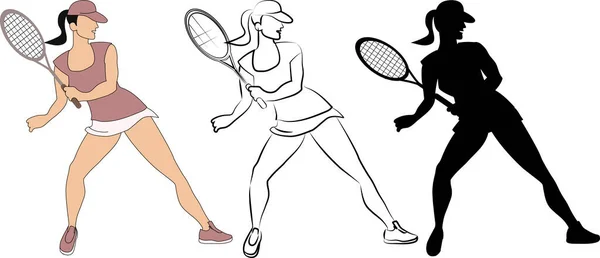Jonge Tennisser Een Honkbalpet Met Een Racket Haar Hand Beweging — Stockfoto