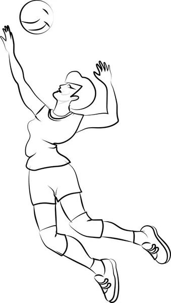 排球运动员手举着手跳起球来 — 图库照片