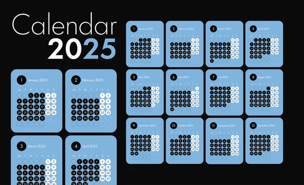 Календар 2025 Програми Простого Дизайну Інтерфейсу Користувача — стоковий вектор