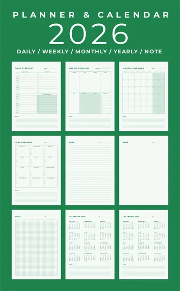 Calendar Planner 20246 Ritratto Minimal Table Design Inizio Settimana Domenica — Vettoriale Stock
