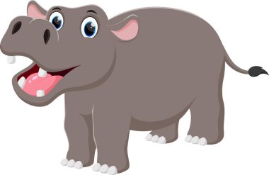 Beyaz arka plan üzerinde izole karikatür hippo vektör çizim