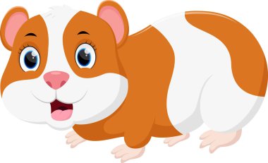 Beyaz üzerine izole edilmiş çizgi film karakteri şirin hamster tasviri.