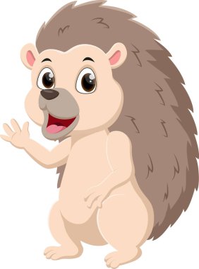 Beyaz arka planda izole edilmiş mutlu kirpinin vektör çizimi