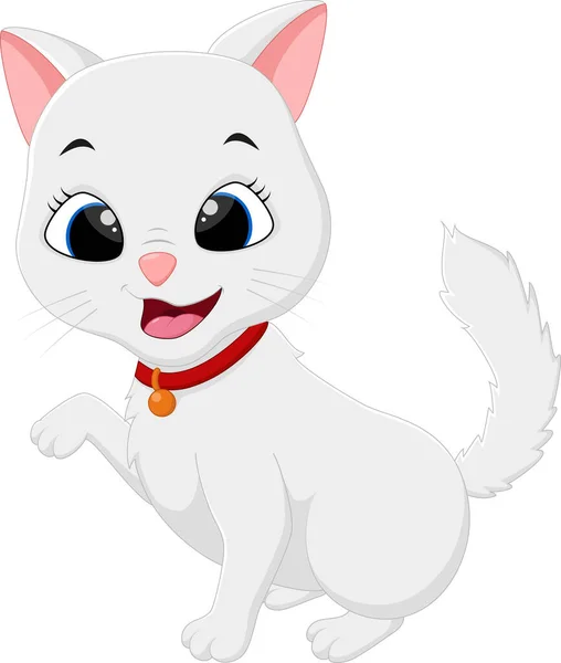 Vektorové Ilustrace Karikatury Roztomilé Kočky Izolované Bílém Pozadí — Stockový vektor
