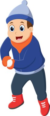 Çizgi film karakteri küçük çocuğun kartopu fırlatırkenki yansıması