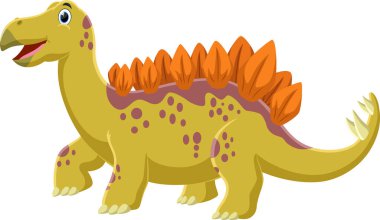 Beyaz arka planda izole edilmiş şirin dinozor Stegosaurus Çizgi Filminin Vektör İllüstrasyonu
