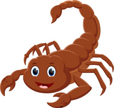 Çizgi film akrebinin vektör çizimi beyaz arkaplanda izole edildi