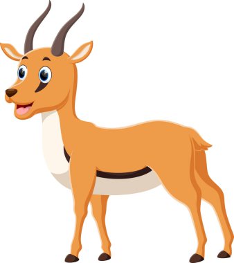 Çizgi film ceylanının vektör çizimi beyaz üzerine izole edilmiş.