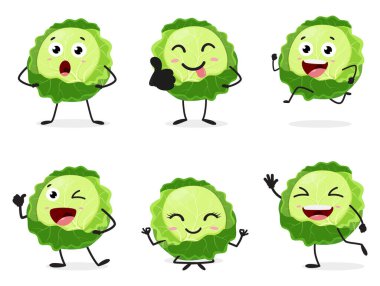 Çizgi film Tatlı Lahana 'nın Vektör İllüstrasyonu, beyaz üzerine izole edilmiş sebze karakteri