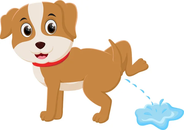Vektor Illustration Von Cartoon Niedlichen Hund Pinkeln — Stockvektor