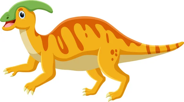 Vector Illustration Cute Cartoon Parasaurolophus Dinosaur Isolated White — Stock Vector
