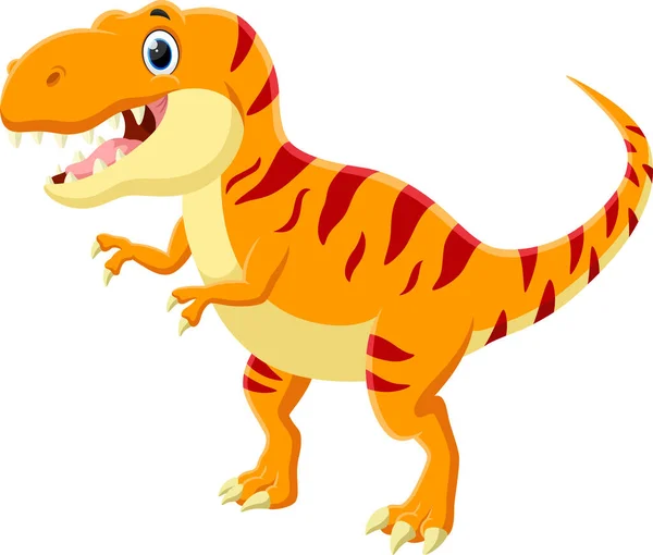 Vector Illustration Cartoon Angry Tyrannosaurus Dinosaur Isolated White Background — Stock Vector