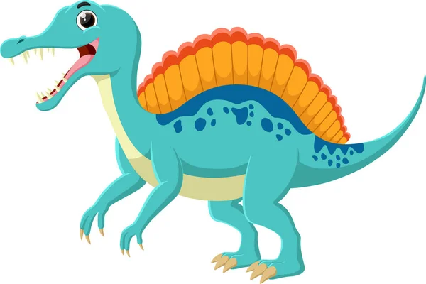 Vector Illustration Cartoon Funny Dinosaur Spinosaurus Isolated White Background — Stock Vector