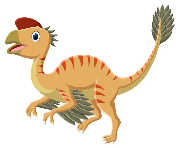 Wektor Ilustracja Cartoon Cute Dinozaur Oviraptor Izolowane Białym Tle — Wektor stockowy