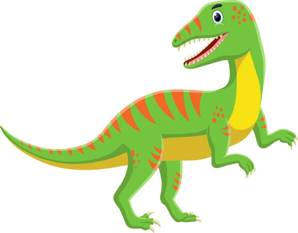 Vector Illustration Cartoon Green Velociraptor White Background — Stock Vector