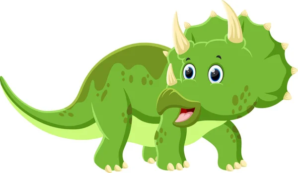 Vector Illustration Cartoon Dinosaur Triceratops Isolated White Background — Stock Vector