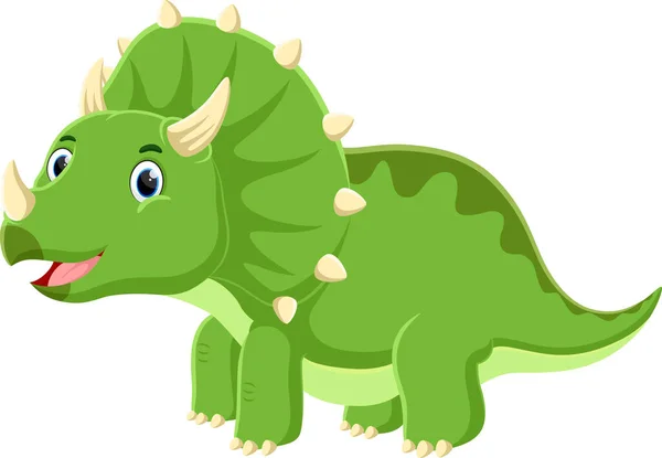 Vector Illustration Cartoon Cute Little Triceratops Isolated White Background — Stock Vector