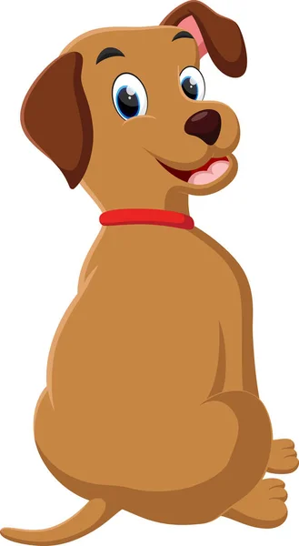 Vektorové Ilustrace Cartoon Dog Sedí Izolované Bílém Pozadí — Stockový vektor