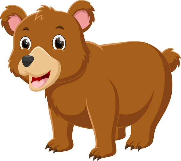 Vector Illustration Cartoon Brown Bear Isolated White Background — Stock Vector