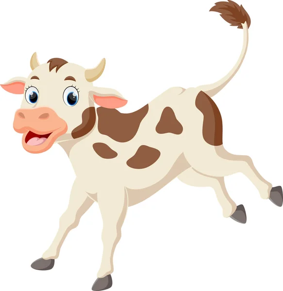 Ilustración Vectorial Vaca Feliz Dibujos Animados Aislada Sobre Fondo Blanco — Vector de stock