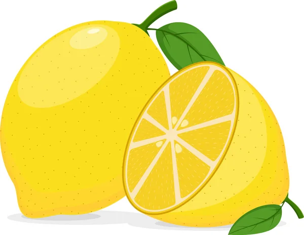 Vektorové Ilustrace Cartoon Čerstvé Citron Izolované Bílém Pozadí — Stockový vektor