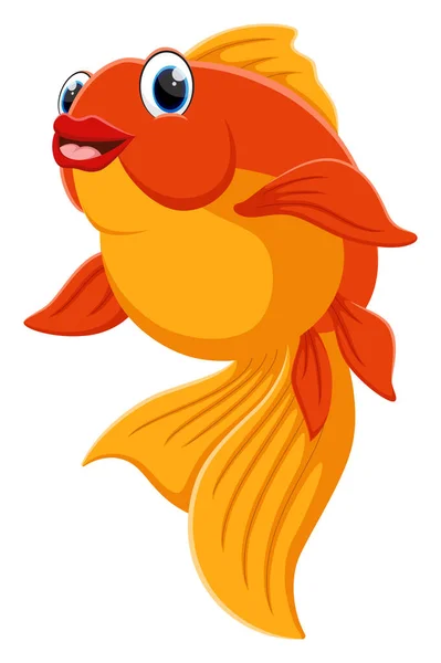 Vector Illustration Cute Golden Fish Cartoon Isolated White — Stock Vector