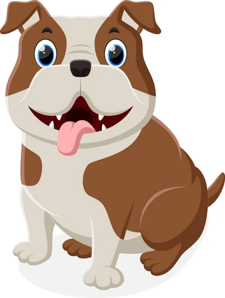 Ilustración Vectorial Bulldog Dibujos Animados Lindo Aislado Sobre Fondo Blanco — Vector de stock