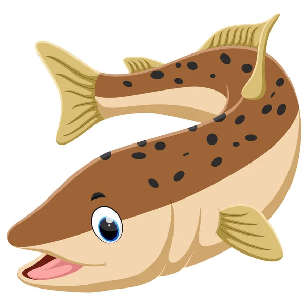 Ilustración Vectorial Dibujos Animados Salmon Fish Aislados Blanco — Vector de stock