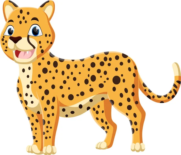 Vector Illustration Cute Cheetah Cartoon Isolated White Background — Stock Vector