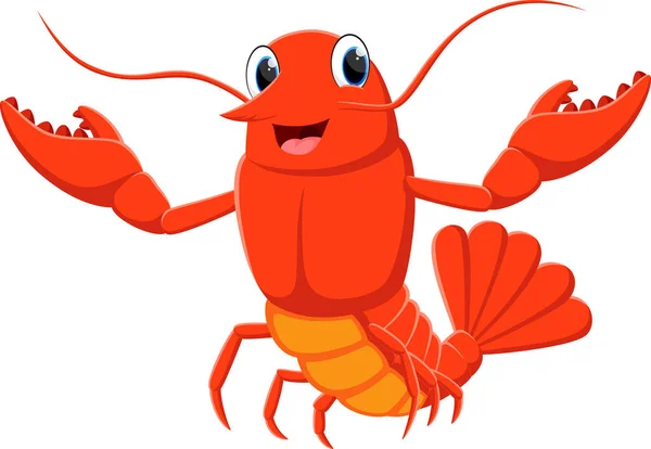 Vector Illustration Cute Lobster Cartoon Isolated White - Stok Vektor