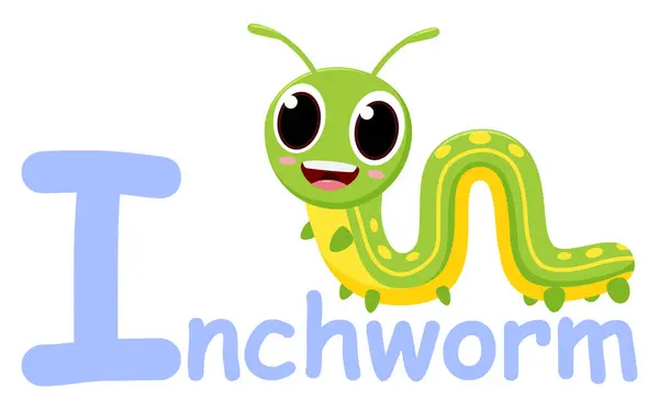 Tırtıl çizgi film karakterleri için Şirin font alfabesi I 'in Vektör İllüstrasyonu