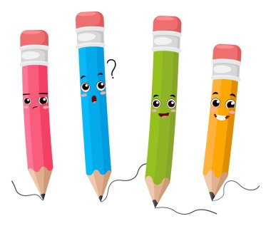 Şirin renkli karikatür setinin vektör ilülasyonu