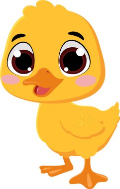 Beyaz üzerine izole edilmiş şirin ördek çizgi filminin temsilcisi.