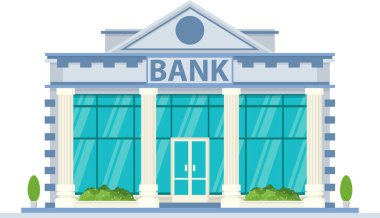 Modern Bank 'ın düz stil mimari cephesinin vektör illüstrasyonu
