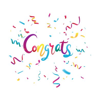 Tebrik kartı, poster ve metin pankartı tasarımının vektör illüstrasyonu