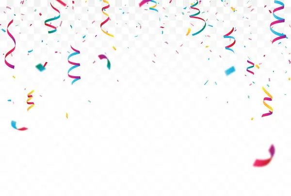 Renkli konfeti afişinin vektör illüstrasyonu. doğum günü, tatil, reklamcılık ve parti tasarım unsuru