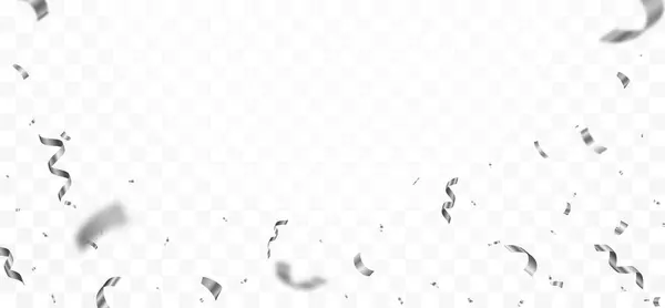 Düşen parlak gümüş konfeti ve kurdelelerin vektör illüstrasyonu kutlama partisi tasarımı unsuru
