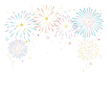 Renkli havai fişek pankartı, festivalin altın havai fişekleri. tatil posteri, broşür, tebrik kartı ve dekoratif öğeler